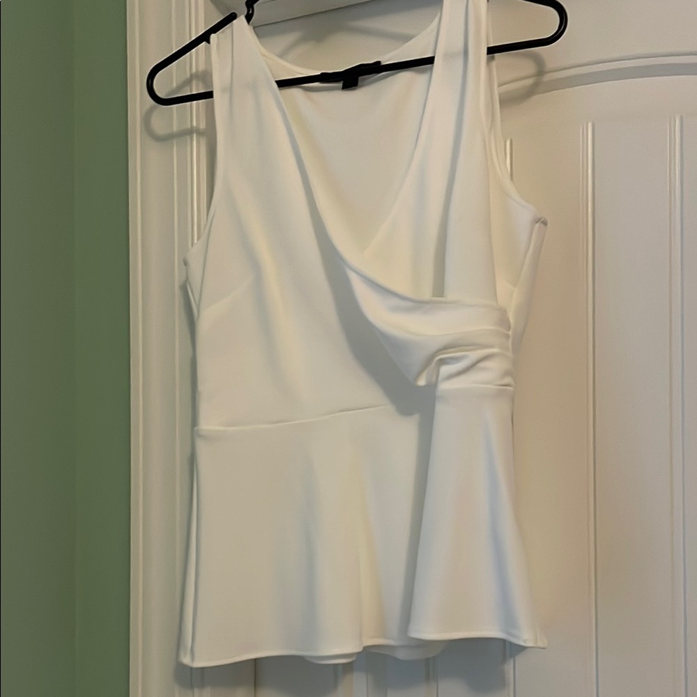 Boston Proper White Draped Tank Top